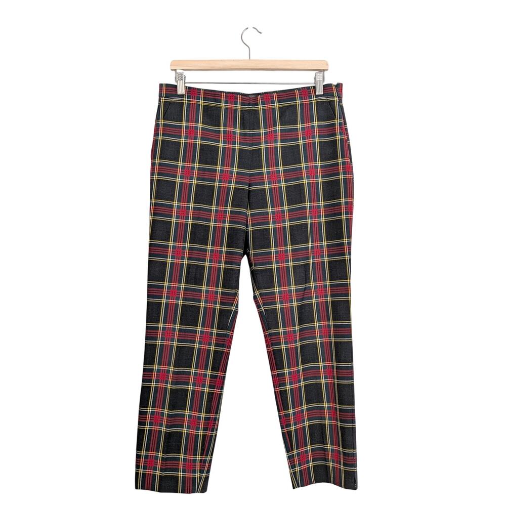 J.Crew Kallie Stewart Tartan Plaid Wool Pants Size 10 Christmas Preppy Red Green